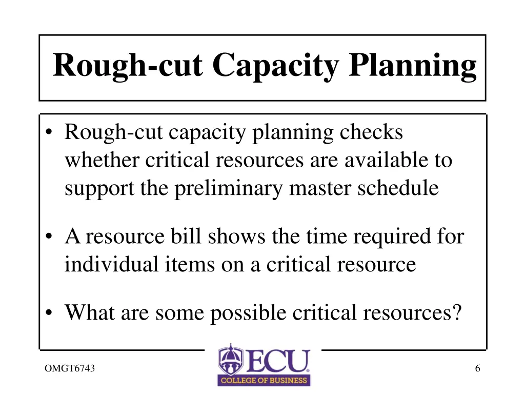 rough cut capacity planning