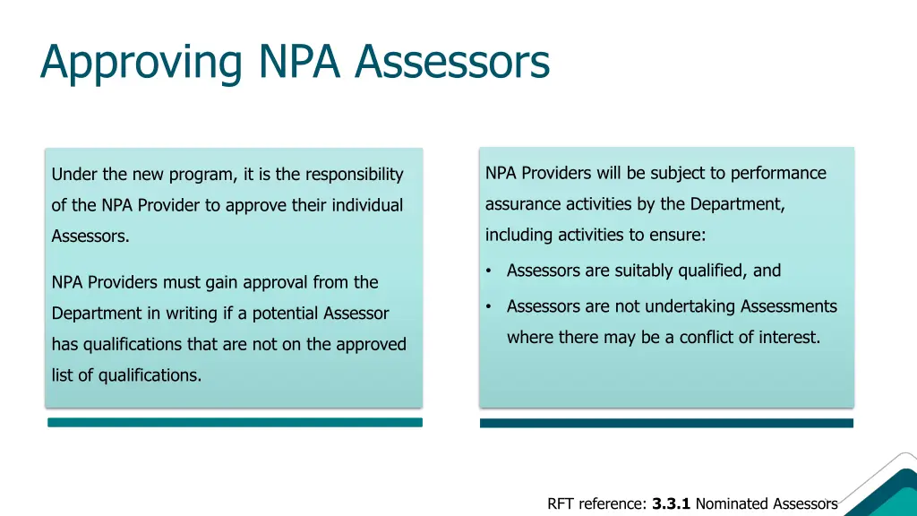 approving npa assessors