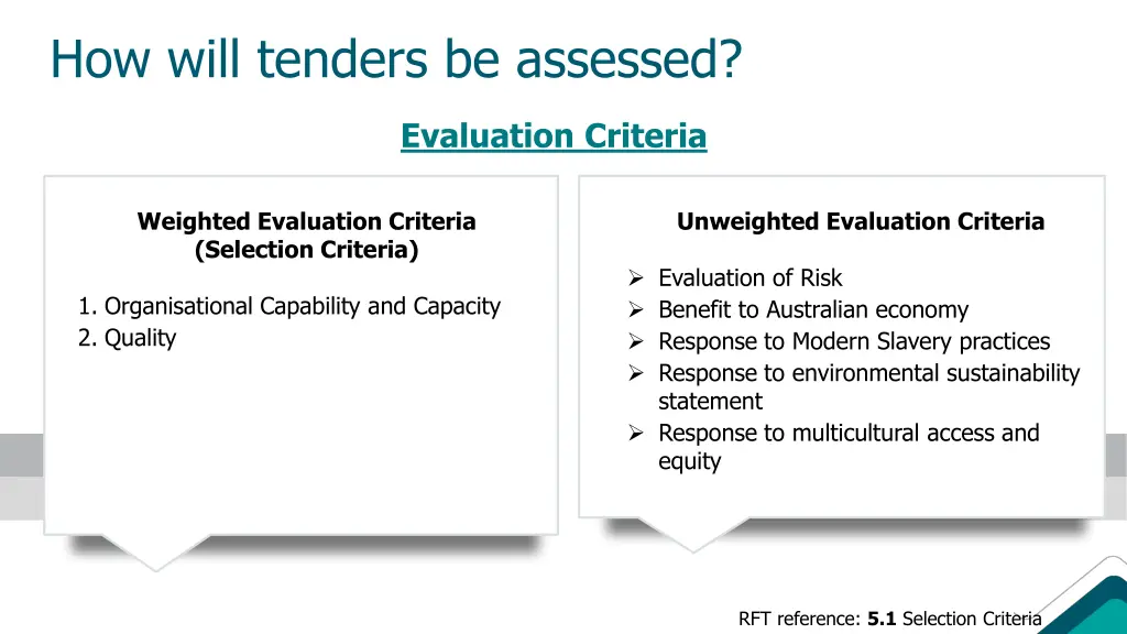 how will tenders be assessed