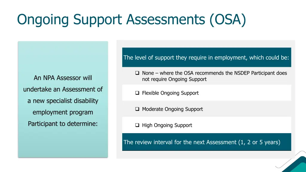 ongoing support assessments osa