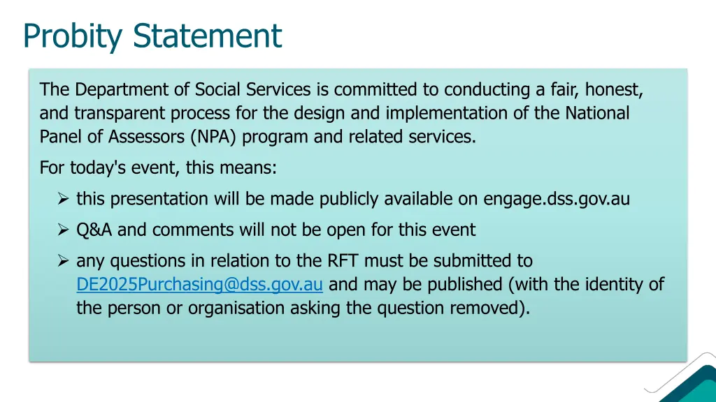 probity statement