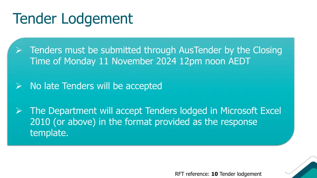 tender lodgement