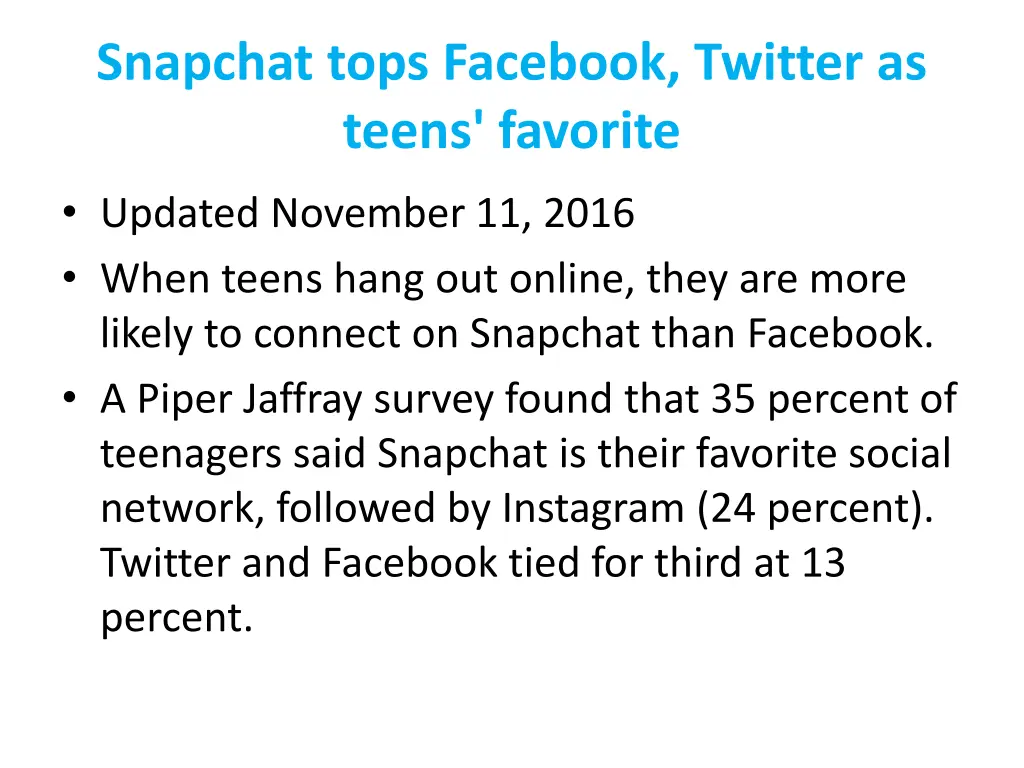 snapchat tops facebook twitter as teens favorite