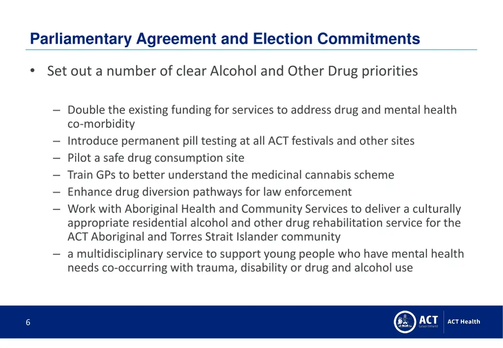parliamentary agreement and election commitments
