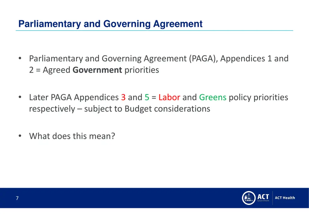 parliamentary and governing agreement