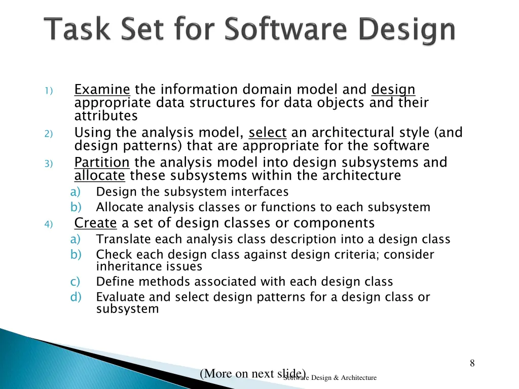 examine the information domain model and design