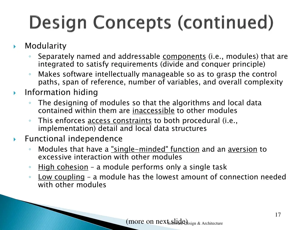 modularity separately named and addressable