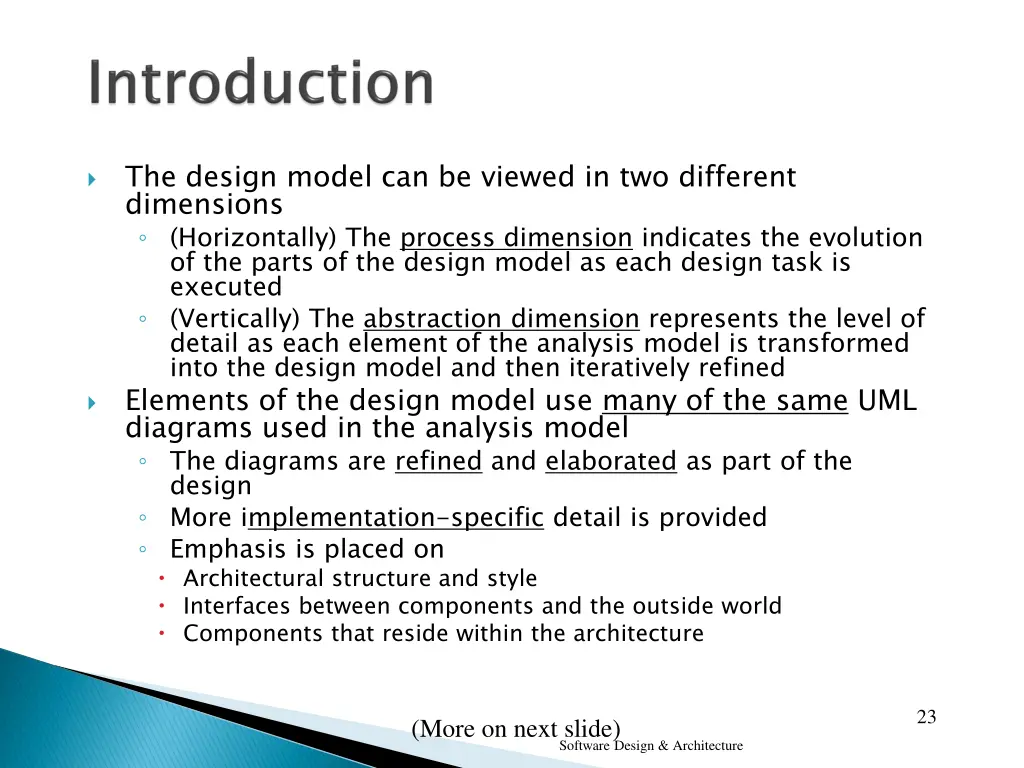 the design model can be viewed in two different