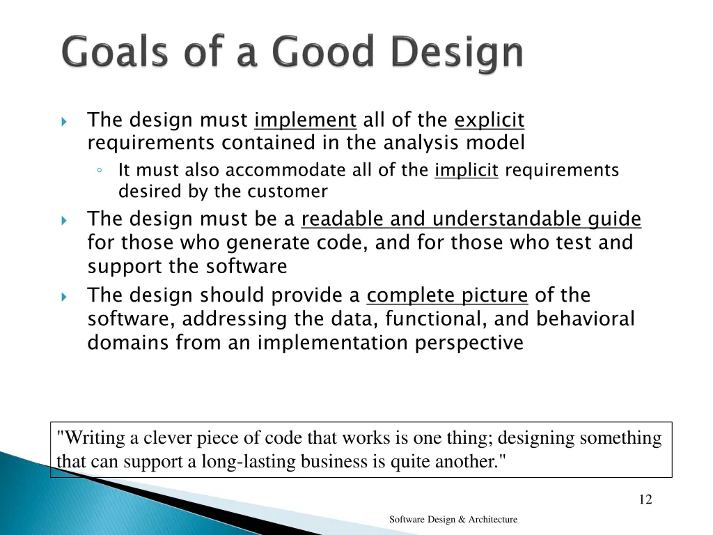 the design must implement all of the explicit