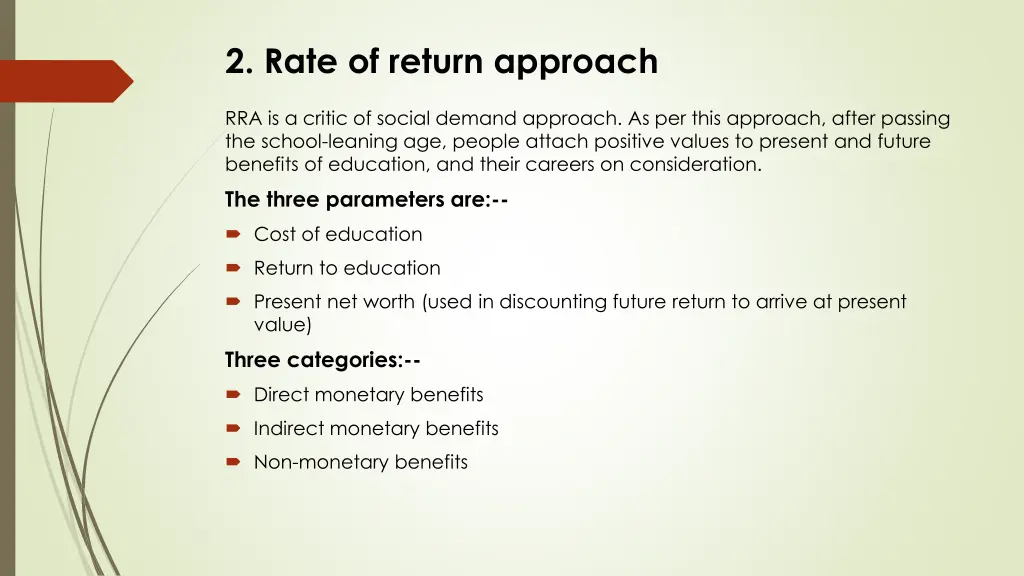 2 rate of return approach