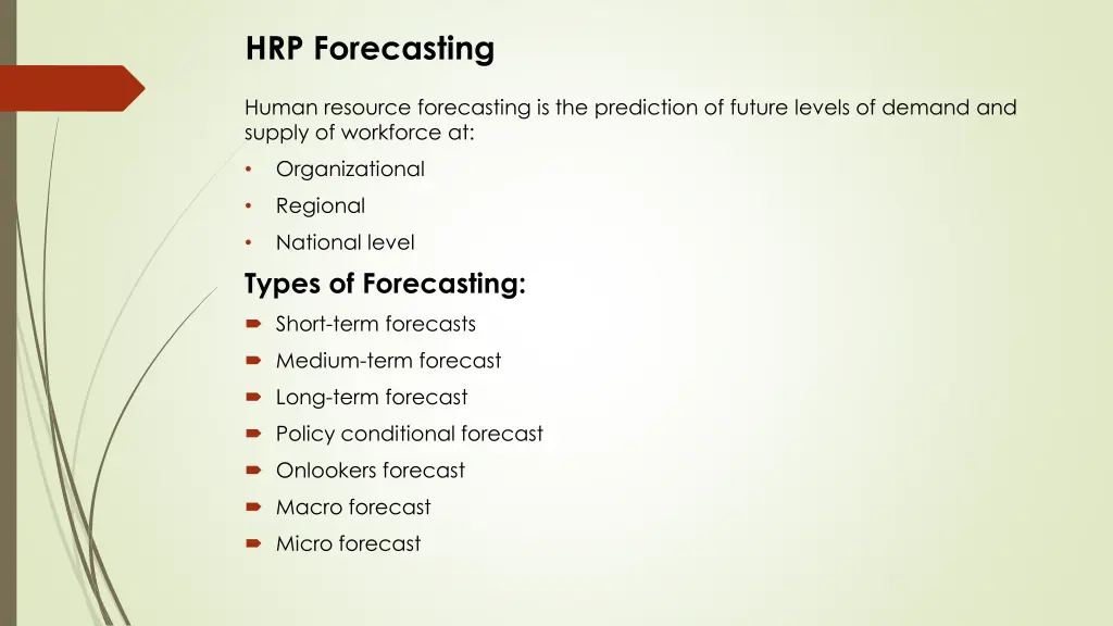 hrp forecasting