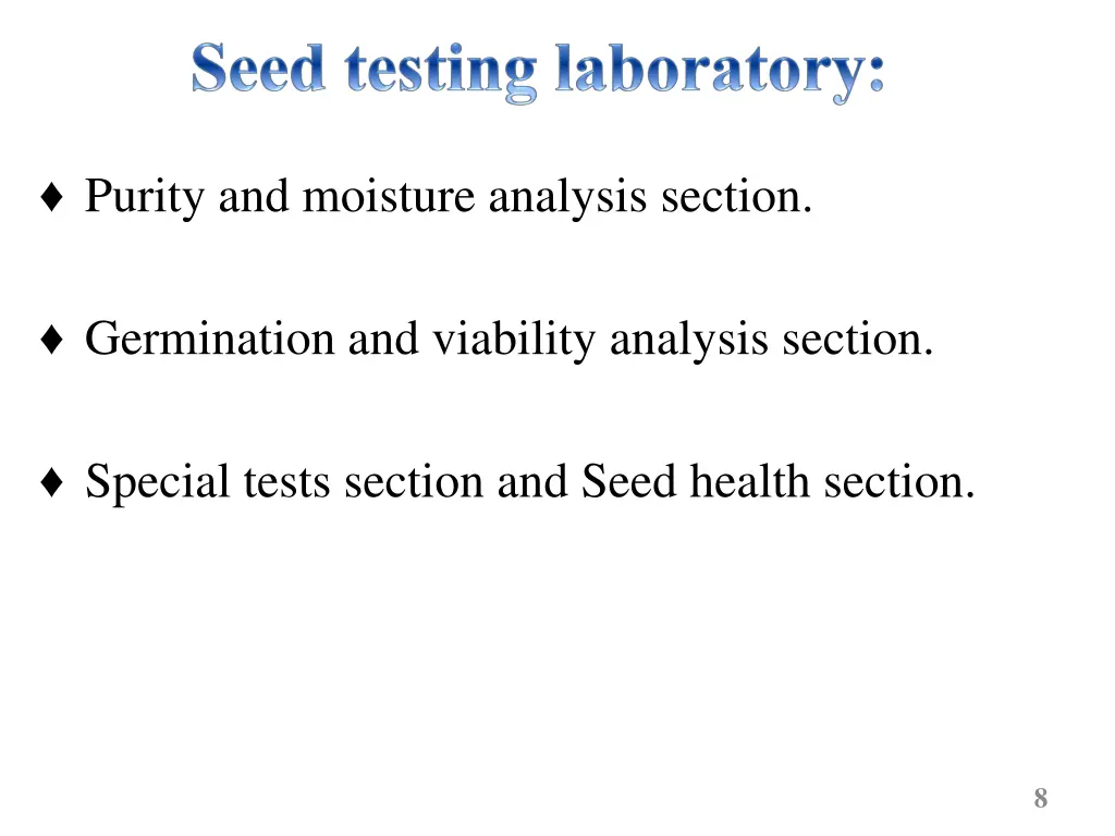 purity and moisture analysis section