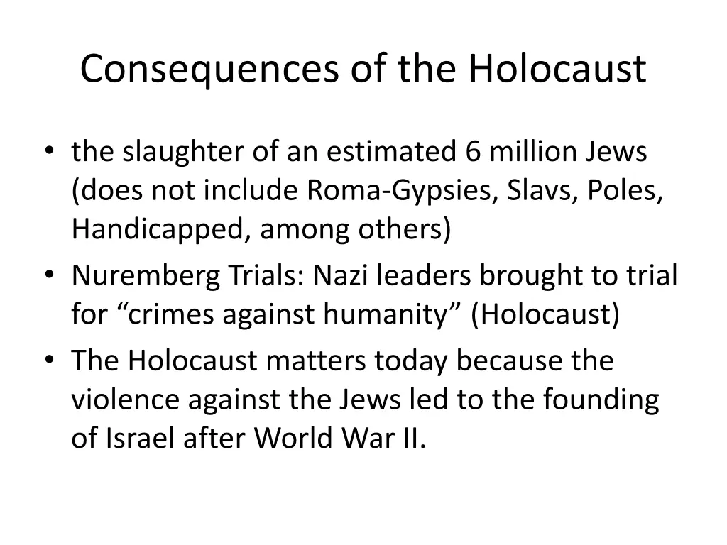 consequences of the holocaust