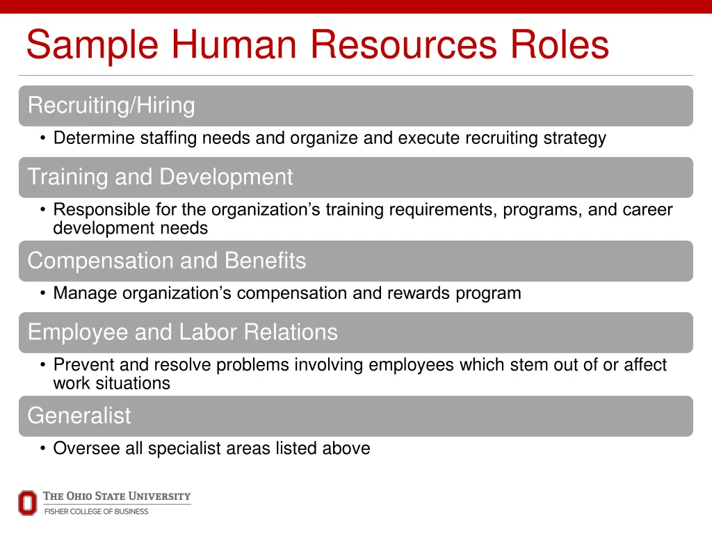 sample human resources roles