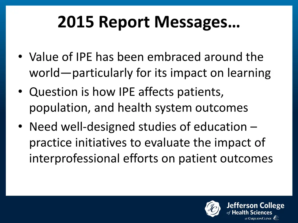 2015 report messages