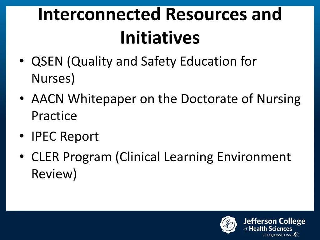 interconnected resources and initiatives