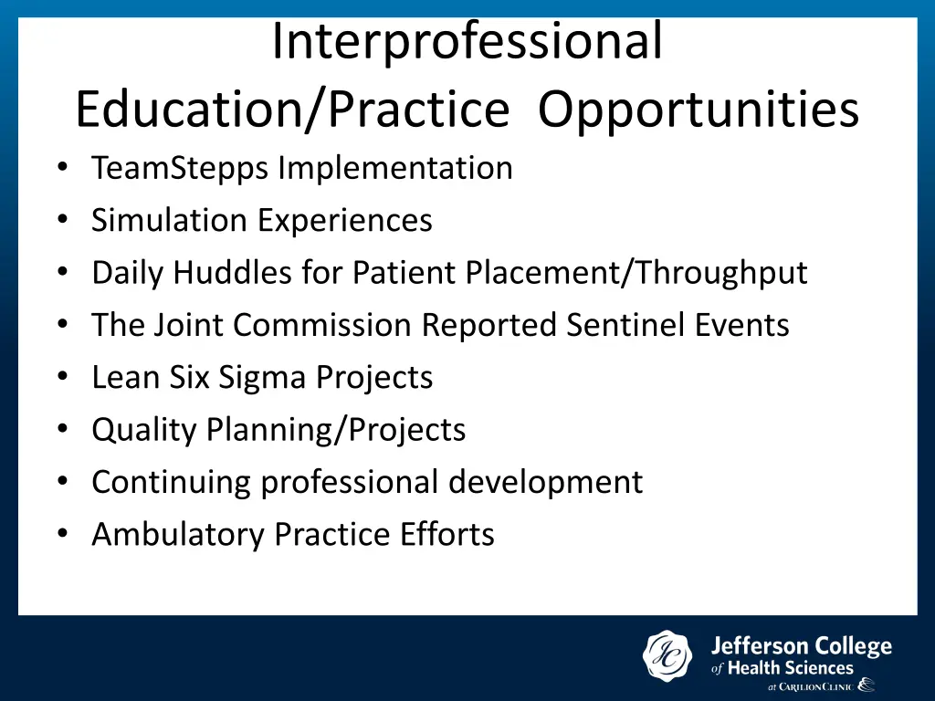 interprofessional education practice