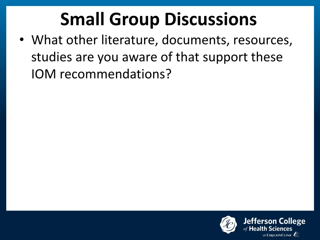 small group discussions