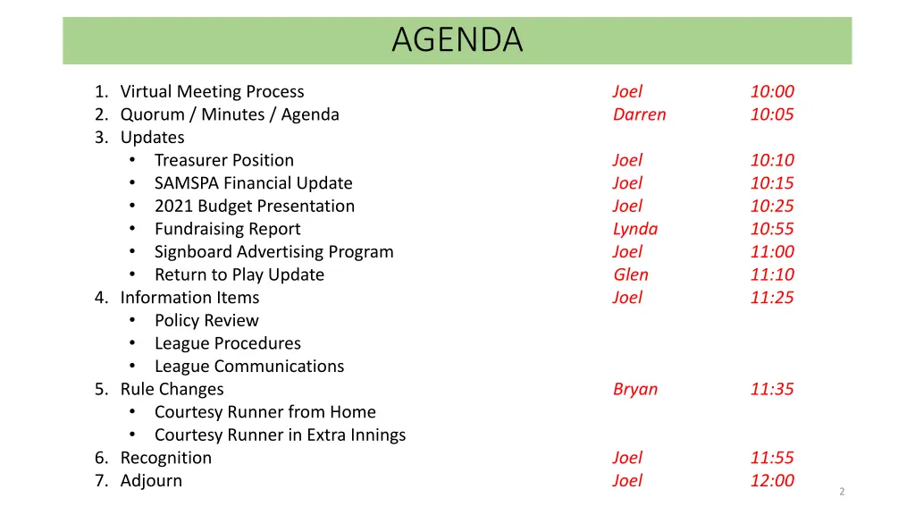 agenda