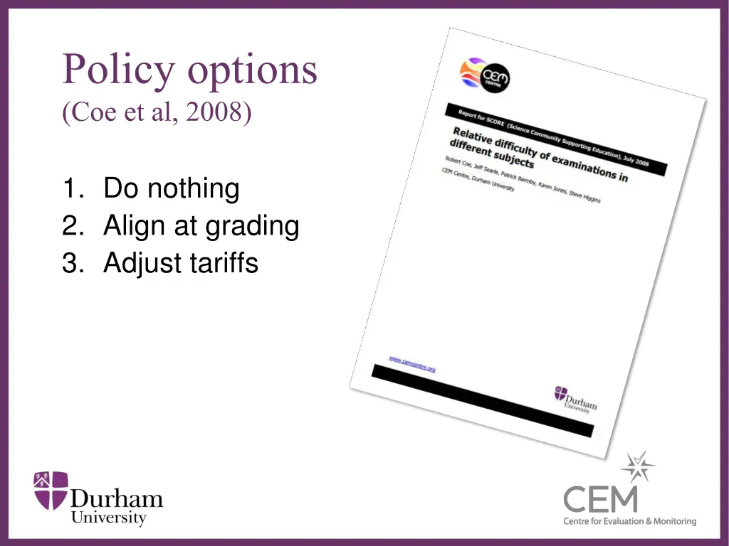 policy options coe et al 2008