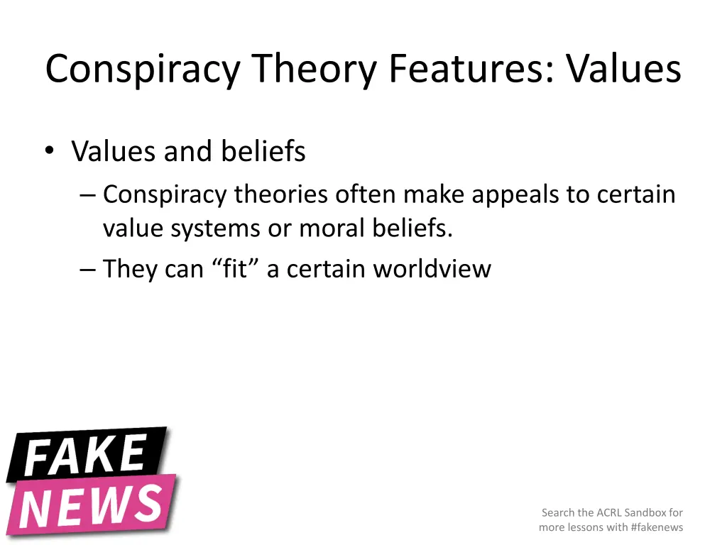 conspiracy theory features values