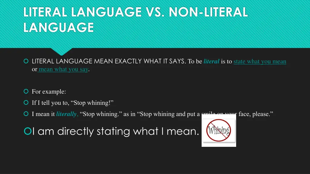 literal language vs non literal language