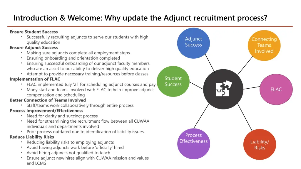 introduction welcome why update the adjunct