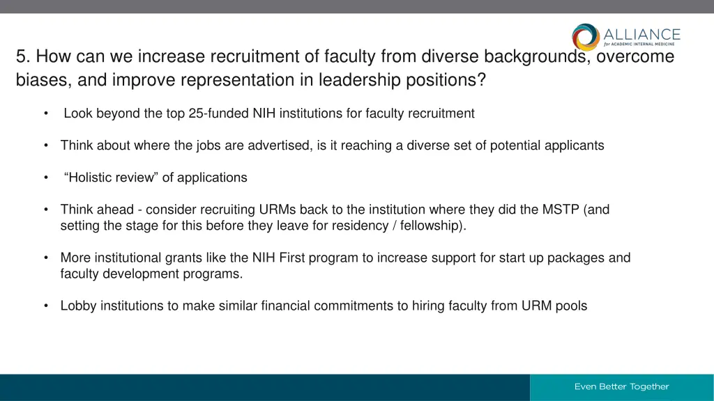 5 how can we increase recruitment of faculty from