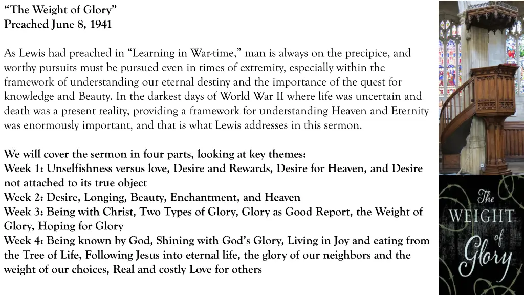 the weight of glory preached june 8 1941