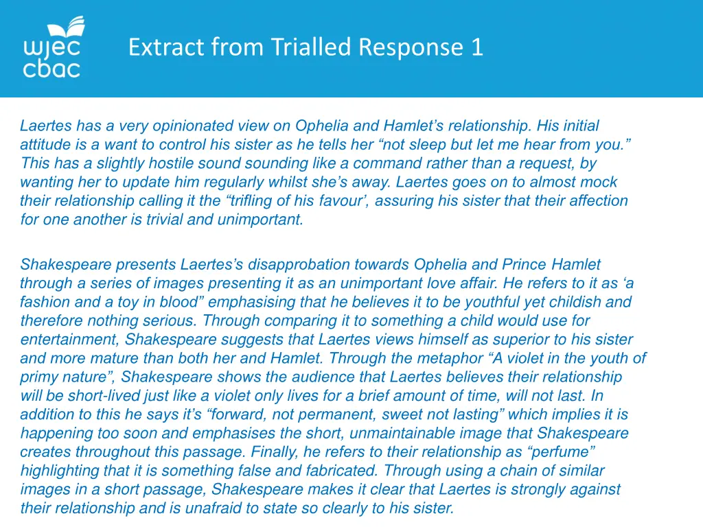 extract from trialled response 1