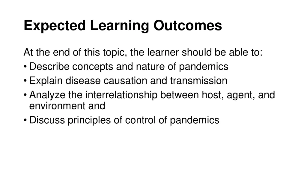 expected learning outcomes
