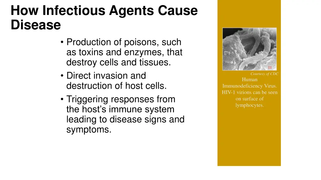how infectious agents cause disease production