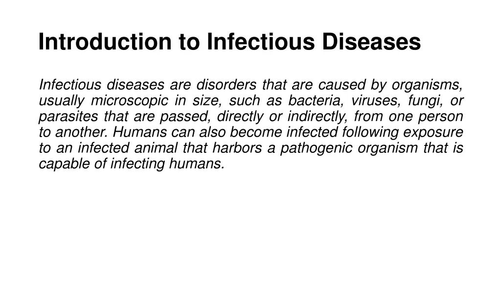 introduction to infectious diseases