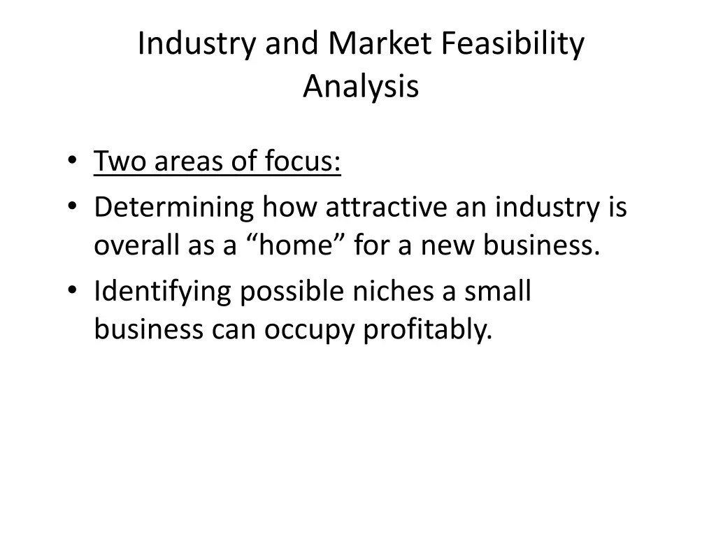 industry and market feasibility analysis