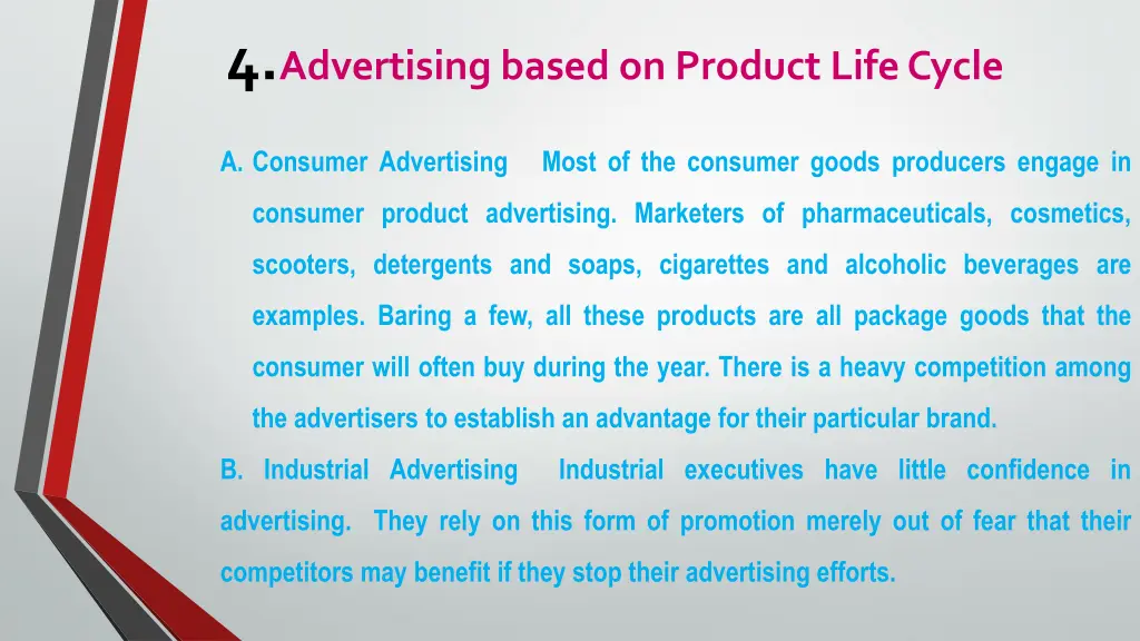4 advertising based on product life cycle