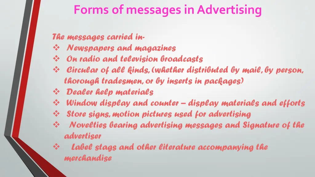 forms of messages in advertising