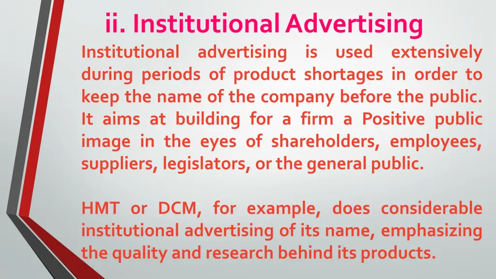 ii institutional advertising institutional