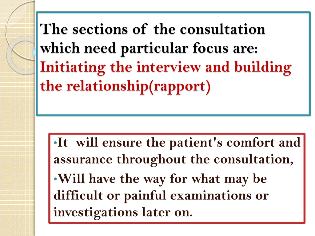 the sections of the consultation which need