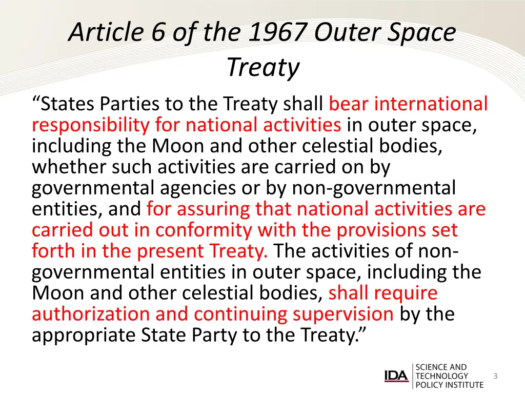 article 6 of the 1967 outer space treaty states