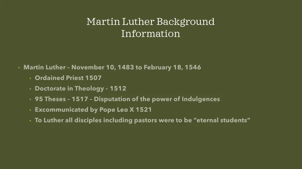 martin luther background information