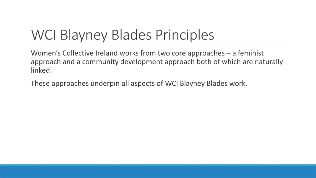 wci blayney blades principles