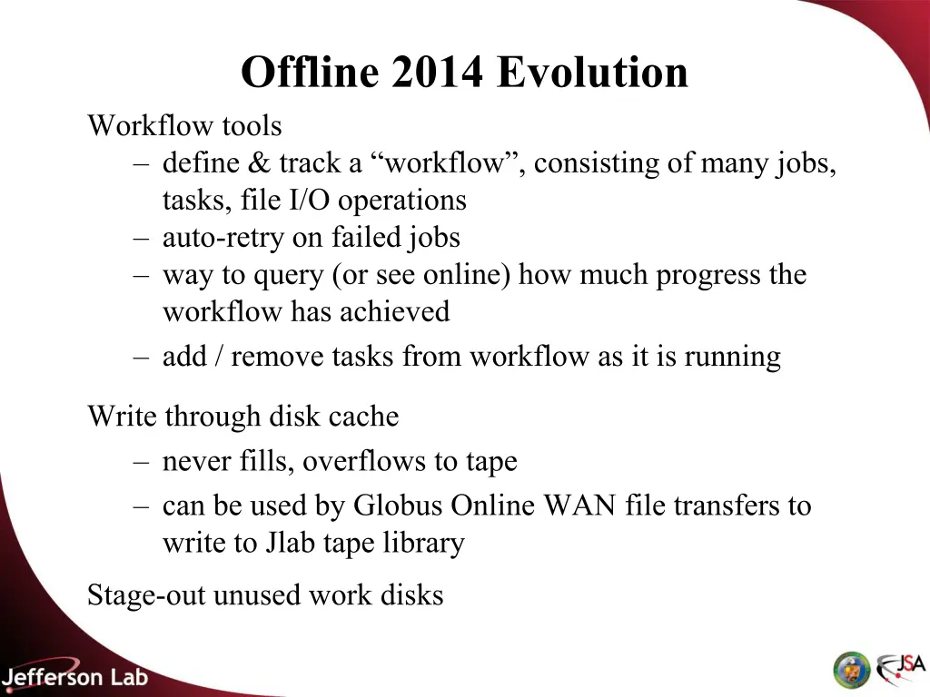 offline 2014 evolution workflow tools define