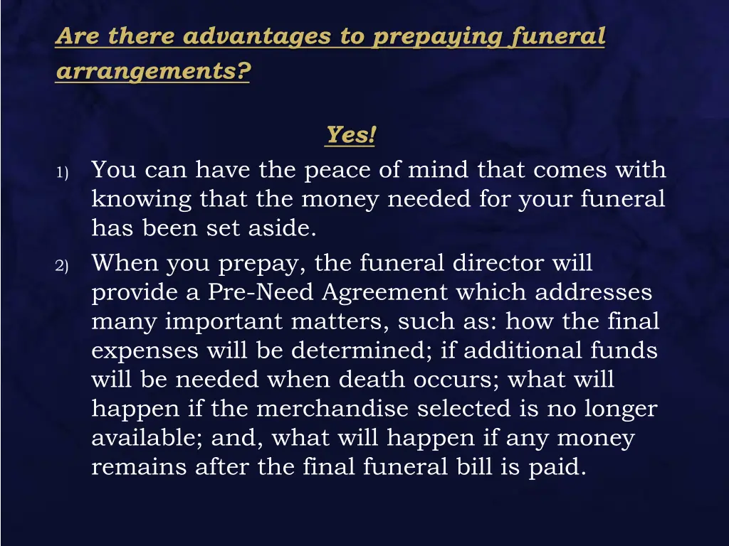 are there advantages to prepaying funeral