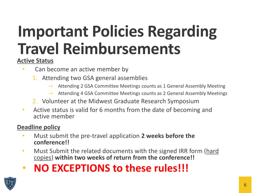 important policies regarding travel