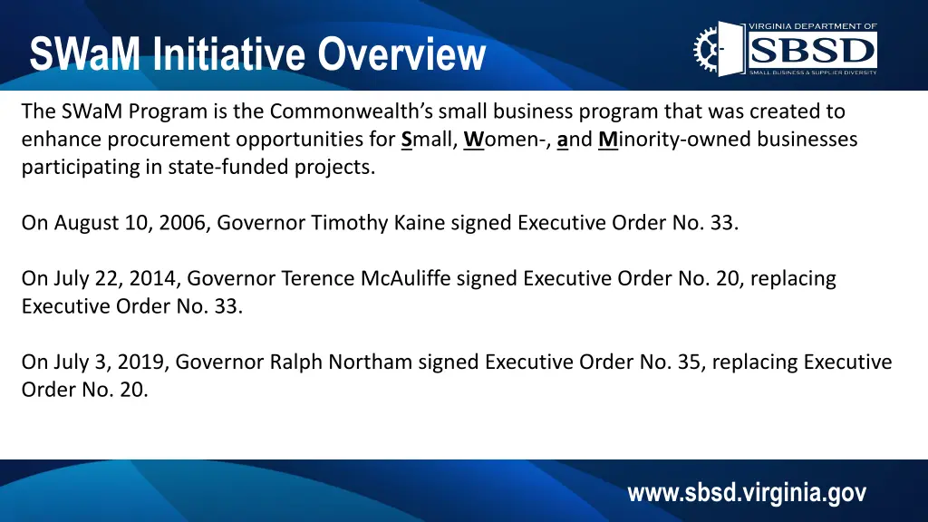 swam initiative overview