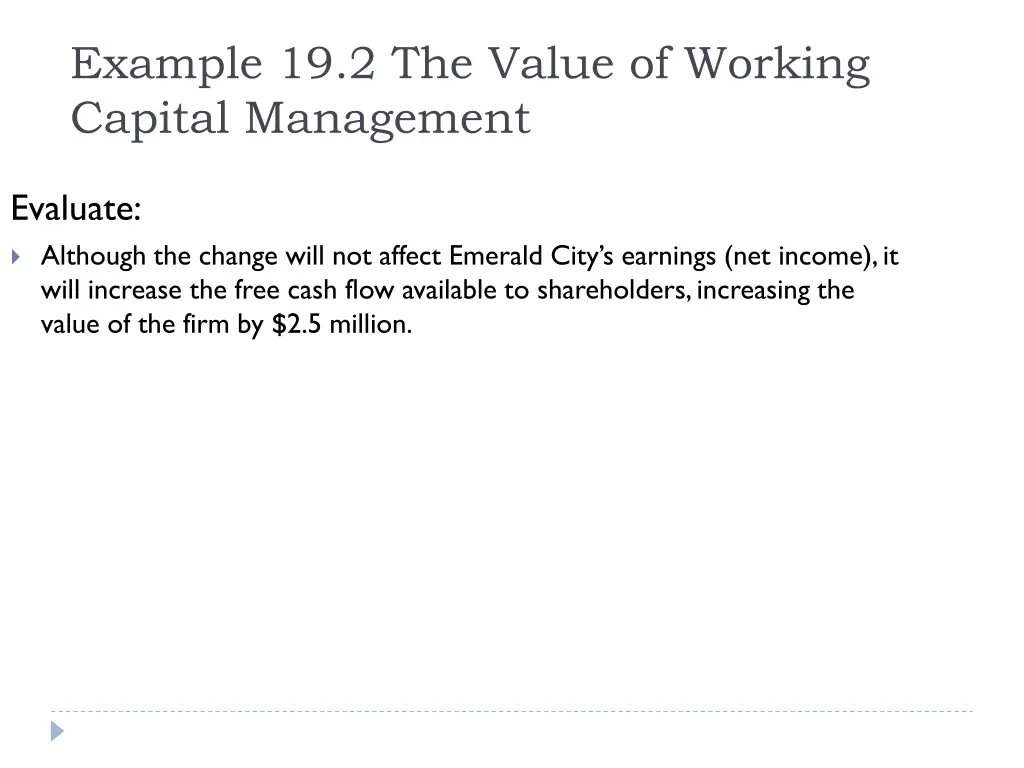 example 19 2 the value of working capital 5