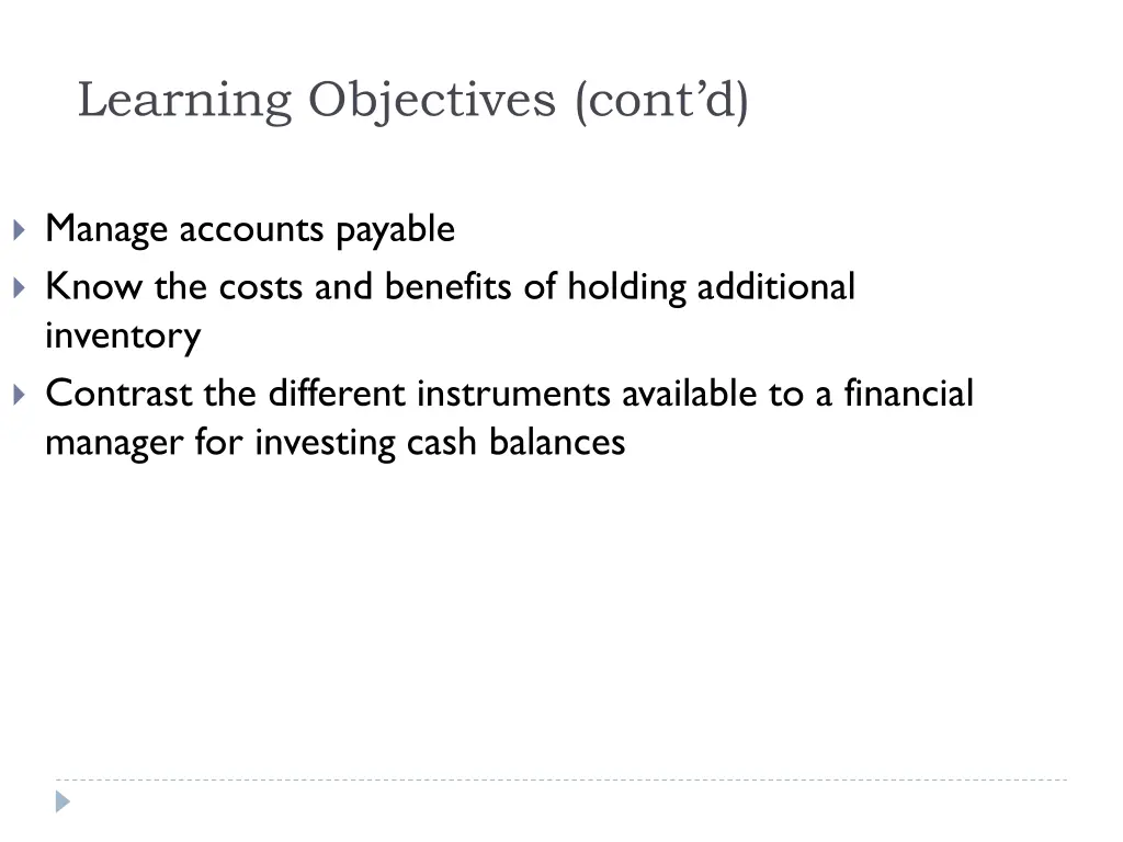 learning objectives cont d