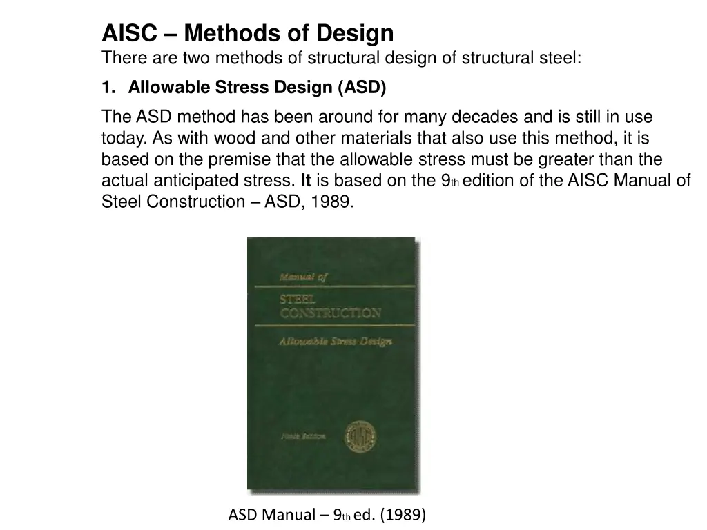 aisc methods of design there are two methods