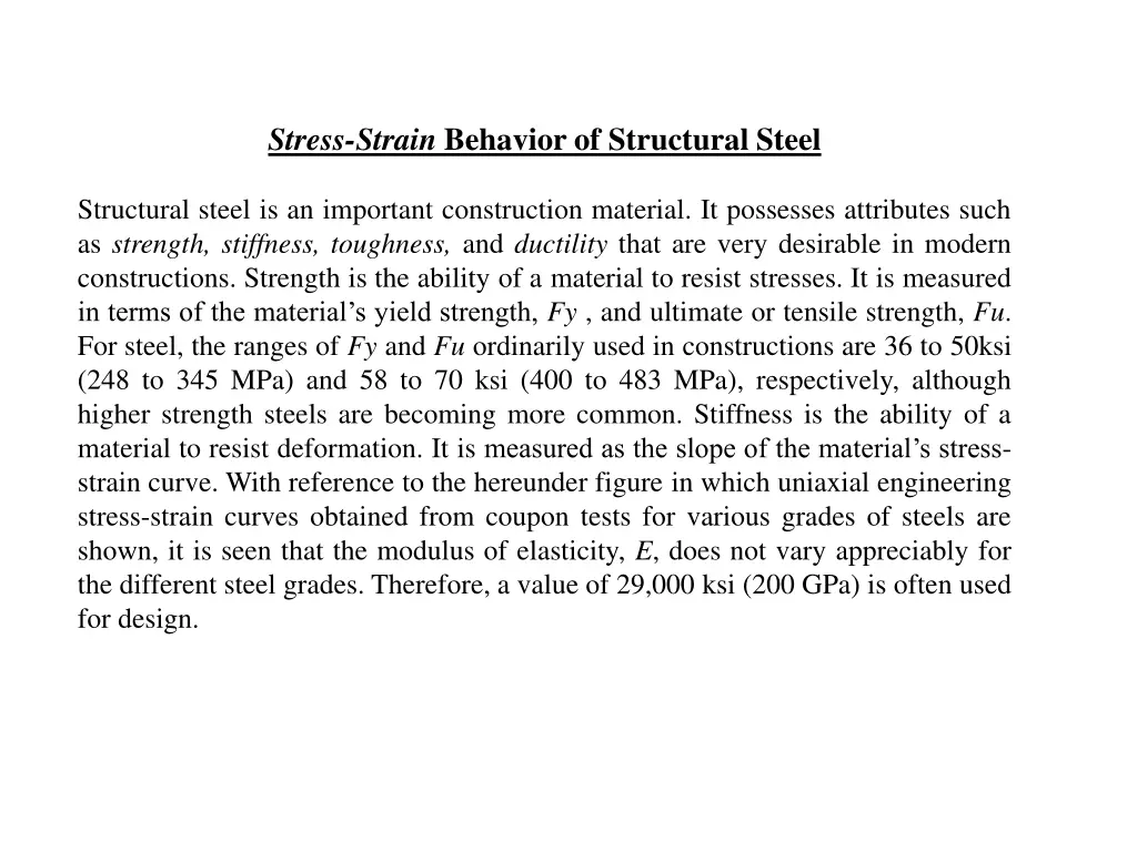 stress strain behavior of structural steel