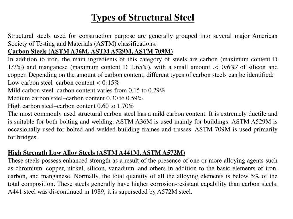 types of structural steel